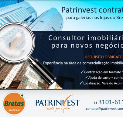 Patrinvest contrata consultor imobiliário